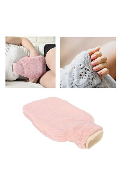 OEM Hot water bottle with fluffy pink cover, with pockets.