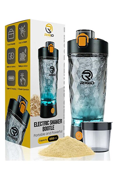 RIGID FITNESS زجاجة رجّ البروتين الكهربائية - قابلة لإعادة الشحن بمنفذ USB-C،...