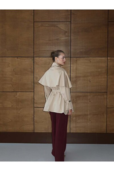 Blue Morpho Pelerin Model Kuşaklı Trençkot