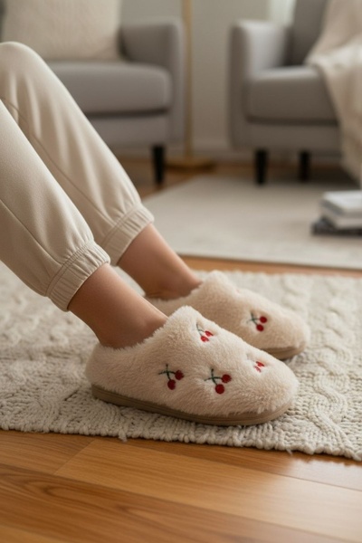 Modafırsat Γυναικείες παντόφλες καθημερινής χρήσης Παντόφλες από βελούδινο μαλλί με επένδυση από γούνα Παντόφλες για επισκέπτες Παντόφλες νυφικού σπιτιού