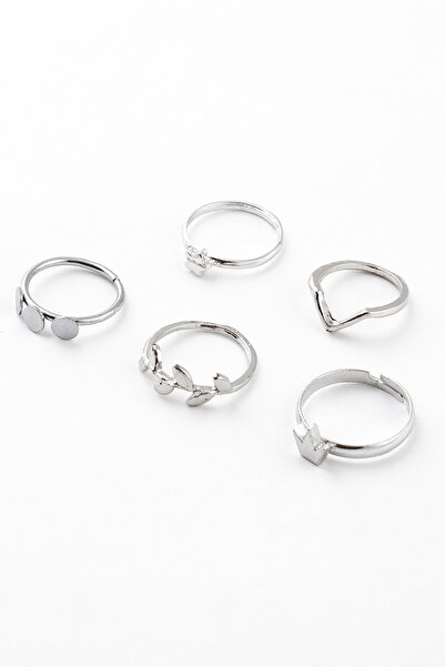 Sortie Aksesuar مجموعة من خواتم مكونة من 5 قطع بأشكال أوراق الشجر والنجوم