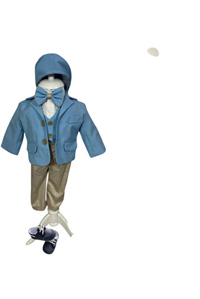 Botez Costum baietel Ianis , stofa -blue