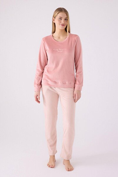 Pierre Cardin Kadın Kadife Uzun Kollu Pijama Takımı