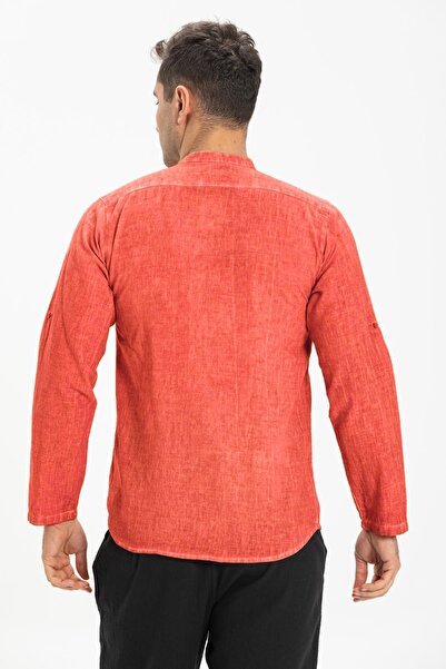 Eliş Şile Bezi Ανδρικό καλοκαιρινό μπλουζάκι Mercan Mrcn με μακρύ μανίκι από βαμβακερό σάντουικ