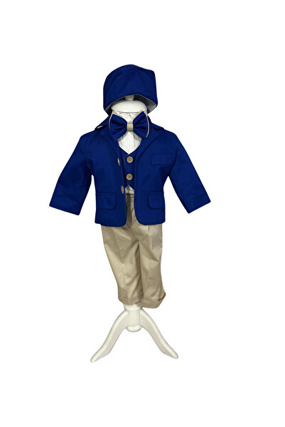 Botez Costum baietel Ianis , stofa -albastru electric