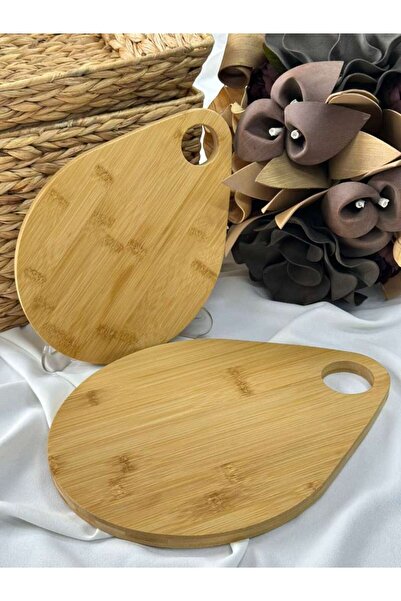 MD MİMOZA DEKOR 2-Piece Bamboo Cutting Board Serving Board Presentation Tray