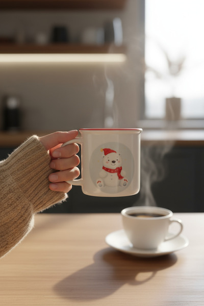 Butik Rue Design Yılbaşı Kupası sevimli Kutup Ayısı Yılbaşı Temalı Özel Tasar...