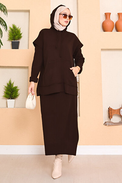 EBRUTESETTÜR طقم فستان إسلامي مكون من قطعتين مع سترة بقلنسوة