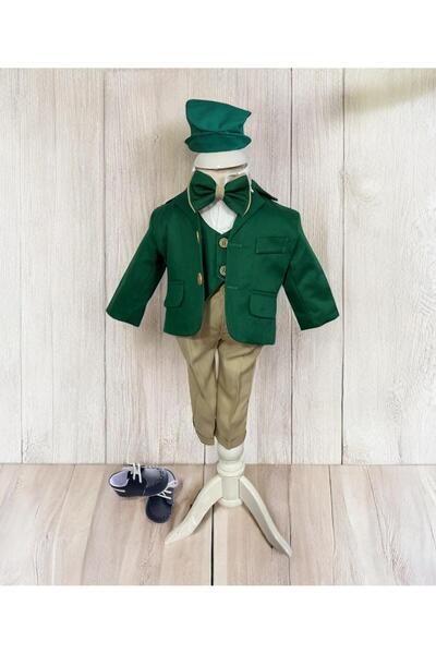 Botez Costum baietel Ianis , stofa -verde