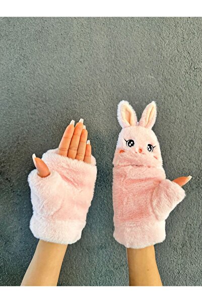 Gönülden Tasarım Peluş Nakış İşleme Tavşan Açılır Kapanır Parmak Kadın Eldiven