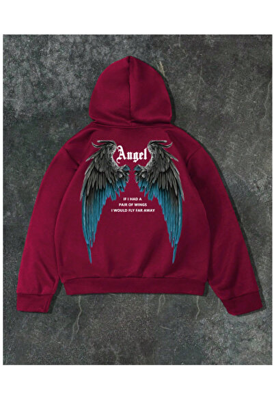 MOONBULL Men's Angel Wing Printed Hooded Sweatshirt