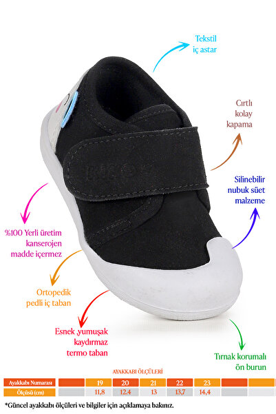 Kiko Kids Catly Velcro Baby Girl First Step Orthopedic Daily Shoes