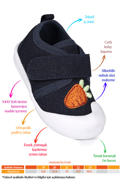 Kiko Kids Strawberry Velcro Baby Girl First Step Orthopedic Daily Shoes