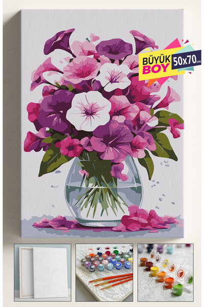 Corvo Sayılarla Boyama Seti Numaralı Tuval Fırça Boya Dahil Kasnaklı Set 50x7...