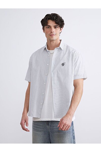 LC Waikiki Xside Regular Fit Short Sleeve Striped Poplin Men's Shirt