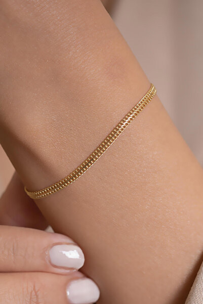 AMES GOLD KUYUMCULUK 14 Ayar Altın Viyana Tarzı Zincir Bileklik-Kalın Form