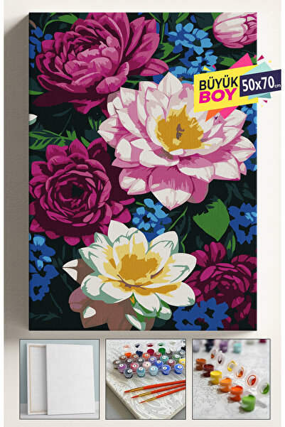 Corvo Sayılarla Boyama Seti Numaralı Tuval Fırça Boya Dahil Kasnaklı Set 50x7...