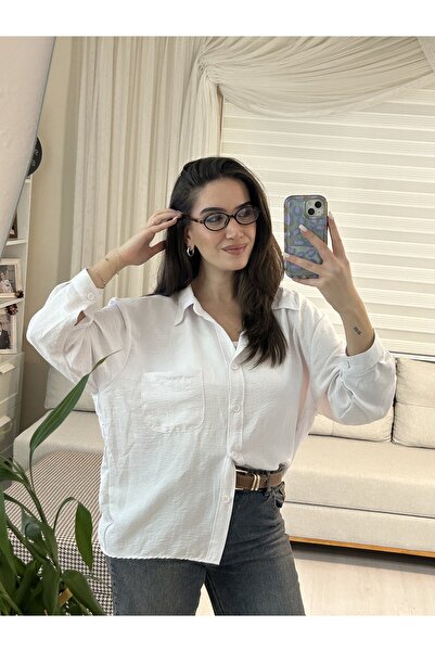 SelenFashion Kadın Basic Mavi Gömlek