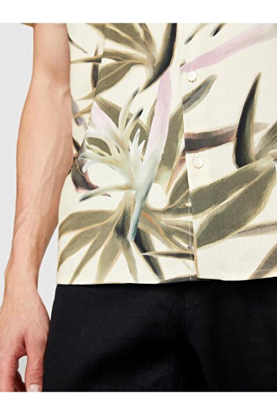 Sisley Men's Cotton Blend All over Pattern Short Sleeve Shirt 324P53Dbsq03O-Sis911