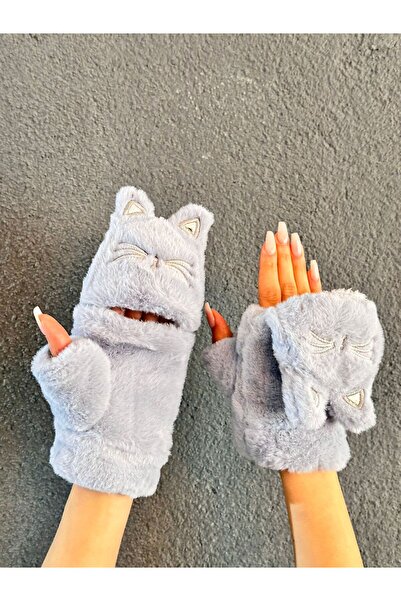Gönülden Tasarım MĂNUSĂ DE PLUȘ CU BRODATURĂ, CU DEGETE DESCHISE, CU BLANĂ ÎN interiorul mănușii