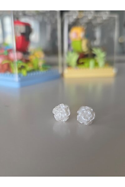 AyShope Antialerjik Şeffaf Uçlu Bioplast Gül Desenli Silikon Küpe Bir Çift