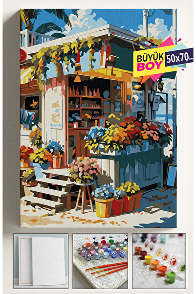 Corvo Sayılarla Boyama Seti Numaralı Tuval Fırça Boya Dahil Kasnaklı Set 50x7...