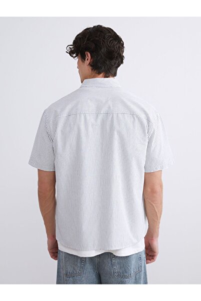 LC Waikiki Xside Regular Fit Short Sleeve Striped Poplin Men's Shirt