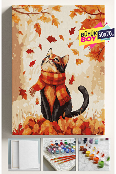 Corvo Sayılarla Boyama Seti Numaralı Tuval Fırça Boya Dahil Kasnaklı Set 50x7...