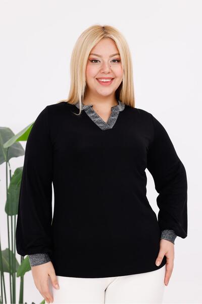 Siyezen Plus Size Silver Glitter Blouse