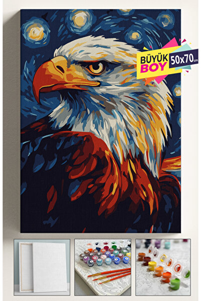 Corvo Sayılarla Boyama Seti Numaralı Tuval Fırça Boya Dahil Kasnaklı Set 50x7...