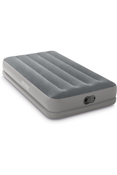RADIOTRONICS INTEX 64112E Dura-Beam Standard Prestige Air Mattress - Twin, Built-in USB Pump, 12in, Grey