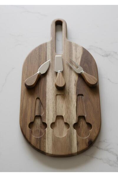 HomeTarz Acacia Cheese Plate - Cheese Serving Set - 4 Pieces