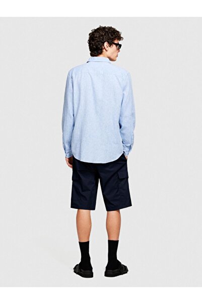 Sisley Чоловіча сорочка Slim Fit з суміші льону та бавовни 324P59A2SQ03G-SIS909