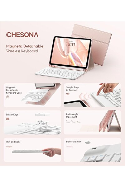 CHESONA Keyboard Case for iPad 10th Gen 10.9" (2022) – Detachable Bluetooth Keyboard, Pencil Holde