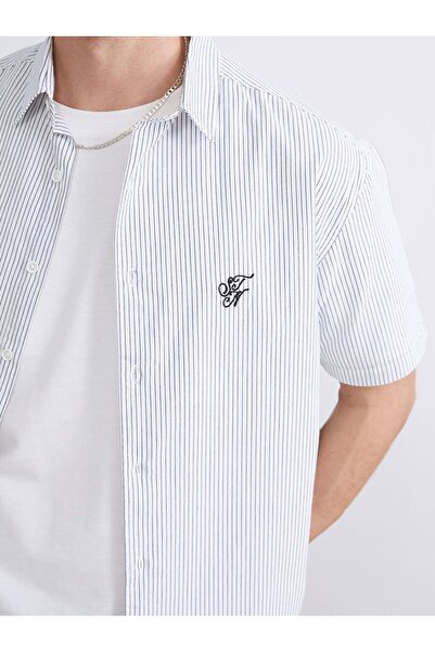 LC Waikiki Xside Regular Fit Short Sleeve Striped Poplin Men's Shirt