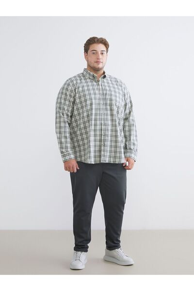 LC Waikiki Ανδρικό πουκάμισο με μακρυμάνικο καρό σχέδιο LCWAIKIKI Classic Plus Size Regular Fit