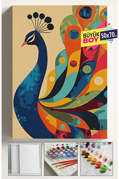 Corvo Sayılarla Boyama Seti Numaralı Tuval Fırça Boya Dahil Kasnaklı Set 50x7...