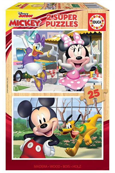 EDUCA Puzzle 2 x 25 piese din lemn Mickey și prietenii 18876
