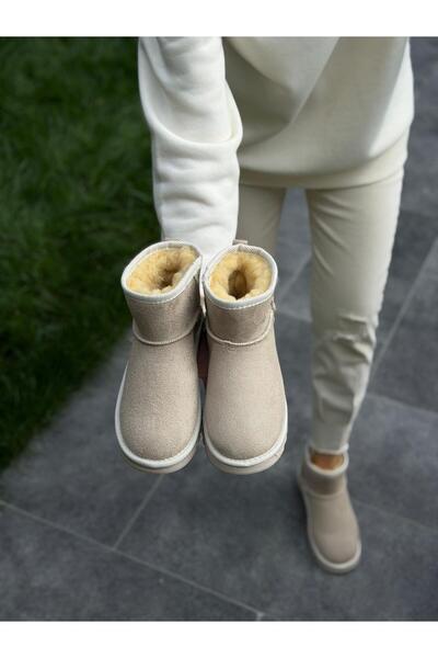 DİVA Krem Süet Düz Taban Kadın Günlük Bot