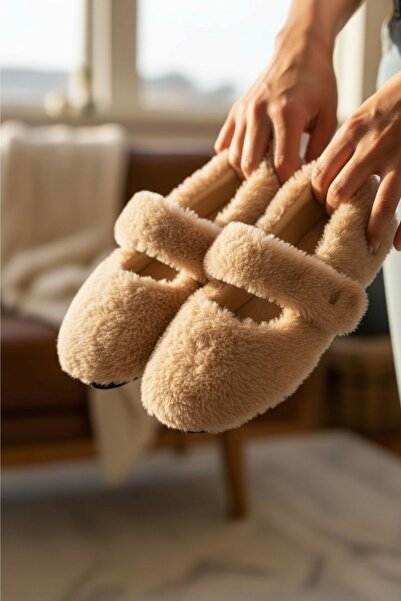 Modafırsat Γυναικείες παντόφλες βελούδινες για το σπίτι με μαλακή σόλα με χνουδάκια