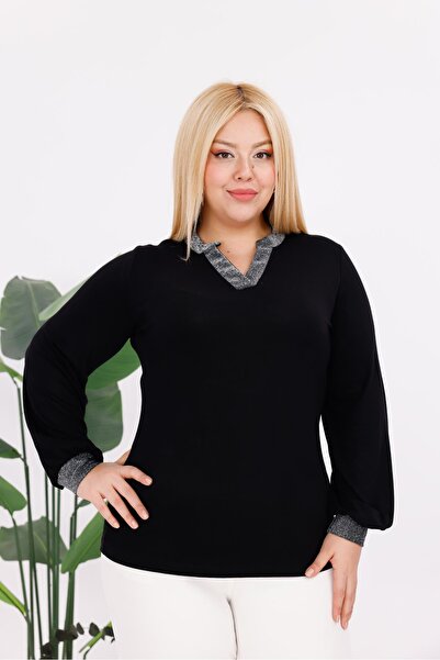 Siyezen Plus Size Silver Glitter Blouse