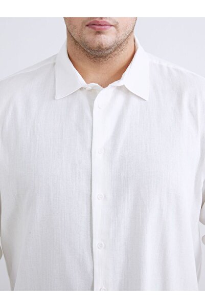 LC Waikiki LCW Vision Büyük Beden Regular Fit Uzun Kollu Armürlü Erkek Gömlek