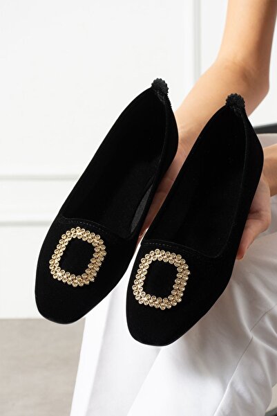 FUGA MODA Orvia Black Gold Buckle Velvet Textured Elegant Engagement Dowry Bag Guest House Bag