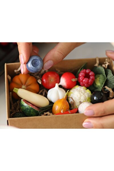 Tasarım 35 adet polimer kilden el yapımı minyatür meyve ve sebze figürü Stand...