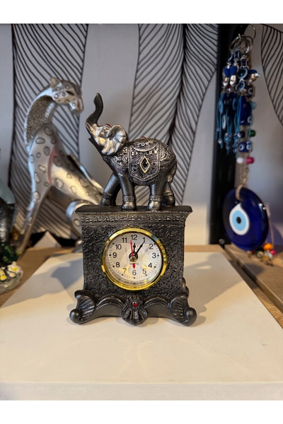 Atak Hediyelik Dekoratif fil masa saati polyester