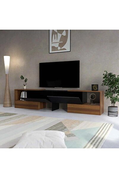 Stylish Home طاولة تلفزيون متميزة باللون الاسود والبني TV70