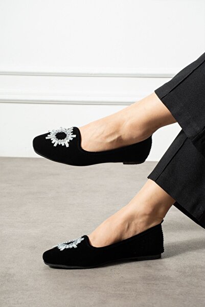 FUGA MODA Nera Black Crystal Stone Buckle Velvet Textured Elegant Engagement Dowry Bag Guest House Bag