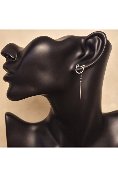 SaraTremo Cercei din argint 925 - lanț cu pisică, design minimalist