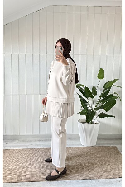 Mira İpek Premium Fabric Pleated Scuba Double Hijab Set with Shawl Gift