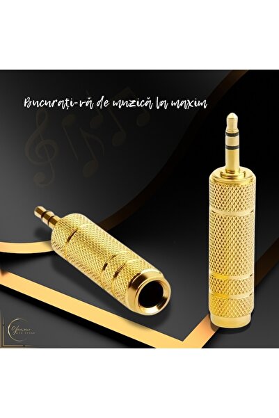 CR glamour AND STYLE CR Glamour & Style Premium Stereo Audio Adapter, 6.35mm Female to 3.5mm Male, Gold